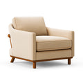 Fauteuil 82 x 85 x 86 cm en tissu beige avec structure en bois style contemporain