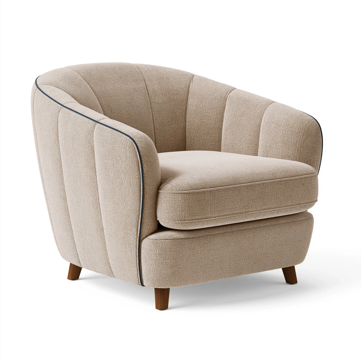 Fauteuil 85 x 80 x 78 cm en tissu beige avec accoudoirs style contemporain