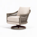 Fauteuil pivotant 80 x 85 x 90 cm en tissu beige et corde tressée style contemporain