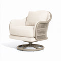 Fauteuil pivotant 85 x 90 x 88 cm en tissu beige et bois style contemporain