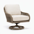 Fauteuil pivotant 76 x 79 x 94 cm en rotin taupe et tissu beige style bohème