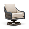 Fauteuil pivotant 75 x 80 x 95 cm en rotin brun et tissu beige style naturel