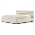 Lit 160 x 200 cm en tissu bouclette beige style contemporain avec tête de lit capitonnée