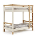 Lit superposé 90 x 200 cm en bois blanc et naturel avec échelle