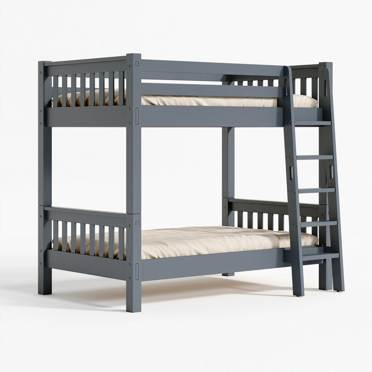 Lit superposé 90 x 190 cm en bois gris avec échelle style contemporain
