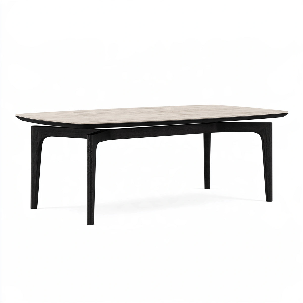 Table à manger 200 x 100 x 75 cm en bois beige et noir style contemporain