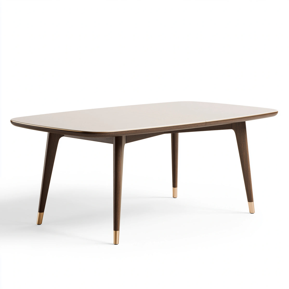 Table de salle à manger 180 x 90 x 75 cm en bois marron plateau beige style contemporain