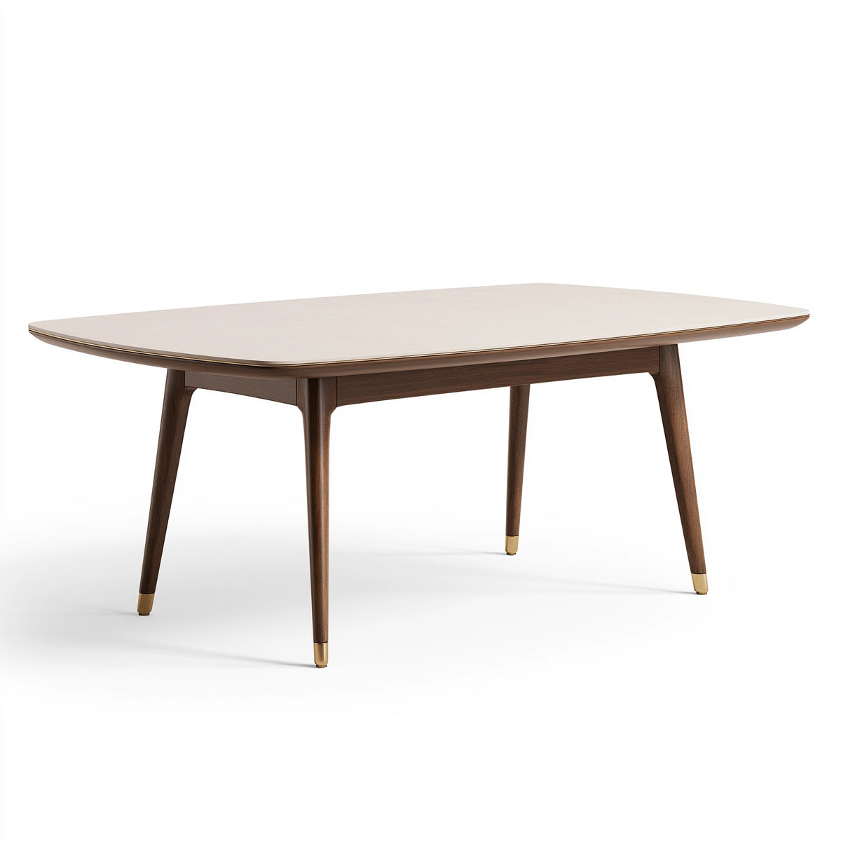 Table à manger 180 x 90 x 75 cm en bois brun et beige style contemporain