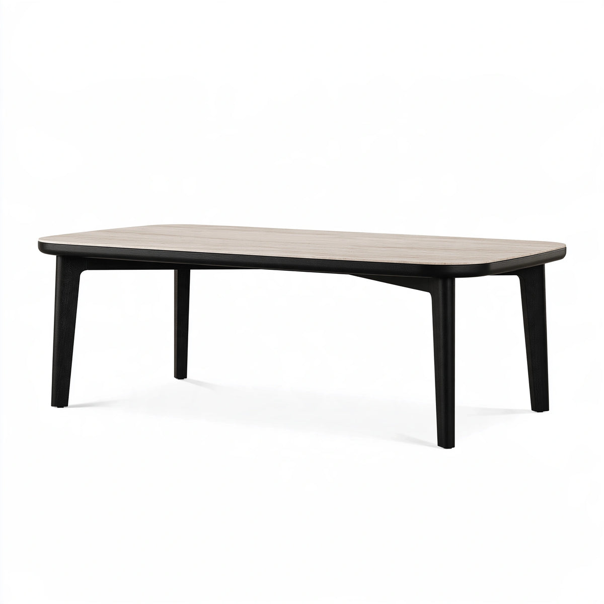 Table à manger 180 x 90 x 75 cm en bois beige et noir style contemporain